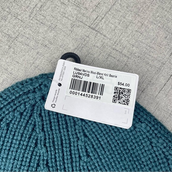 Lululemon Ribbed Merino Wool Knit Beanie Winter Hat Green Jasper Nwt - Picture 8 of 8